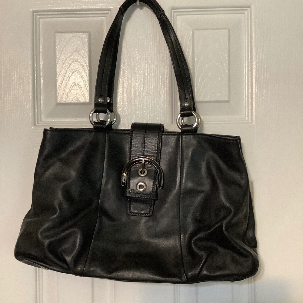 Coach factory black leather handbag